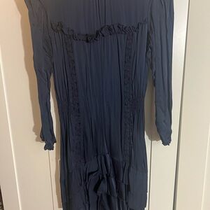 Elegant Navy Long Sleeve Mini Dress